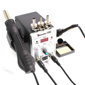 Trạm hàn kỹ thuật số 8586 760W 2 trong 1 súng gió nóng mỏ hàn bộ dụng cụ hàn tháo bo mạch điện tử