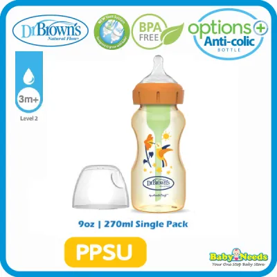 Dr Browns Options+ PPSU Wide Neck Single Bottle ( 150ml/270ml ) [NEW Version]