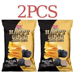 OK Happy Club Potato Chips 120g Snack - Four Flavors: Sour Cream Onion Chicken Barbecue Cheddar Cheese and Black Truffle