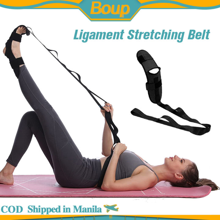 Sangle De Yoga Extensible 145 Cm - Noir - Outil D'étirement Pour Jambes Et Ischio-jambiers