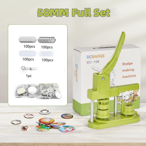 SOFTHOME DIY 25MM 32MM 58MM Button Pin Maker Machine Kit Badge Press Handmade Customized Accessories Green Set