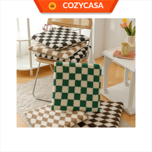 【CozyCasa】 Checkered Memory Foam Seat Cushion / Removable Washable Non-Slip Chair Pad for Office Dorm and Dining Chairs