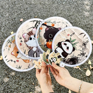 [Eqrbtl] Portable Cartoon Folding Fan Kawaii Creative Foldable Fan Cool Summer Hand Fan Flying Disk Pocket Cloth Fan Gifts For Kids