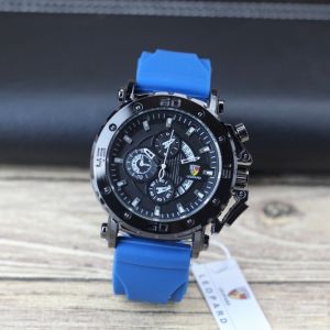 Jam tangan pria Leopard 8031 tali karet/rubber chrono off/tanggal aktif original