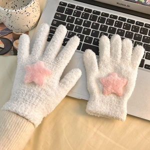 Winter Outdoor New Womens Plush Thick Gloves Cold Resistant Warm Five Finger Riding Gloves