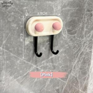 [SG Seller]Waterproof Punch Free Double Wall Hook aron Color Candy Ball Decor Self Adhesive Towel Bag Hanging Hook