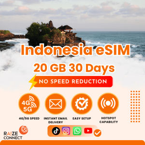 Indonesia eSIM | 5-20GB High Speed | 30 Days Data Plan | Raize Connect