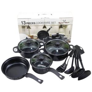 13pcs Non Stick Cookware Set Stainless Steel Pot Induction Cookware Set Kawali