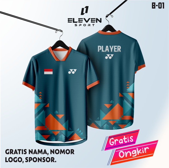 JERSEY KAOS BADMINTON BULUTANGKIS BISA CUSTOM NAMA DAN LOGO B-01