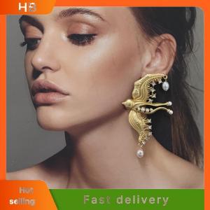 HB New Elegant Metal Artificial Pearl Bird Dangle Earrings For Women Fashion Statement Jewelry Accessory