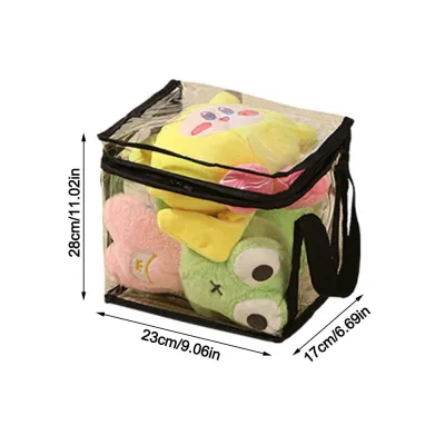 CANGMOTION PVC Toy Storage Box Multifunctional Large Capacity Transparent Doll Organizing Bag Portable Waterproof Collection Container
