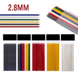 YUDESHUI 15pcs/Box Replaceable Carpenter Pencil Leads Multi-Color 2.8mm Deep Hole Marker Lead Refills Lead Refills Woodworking