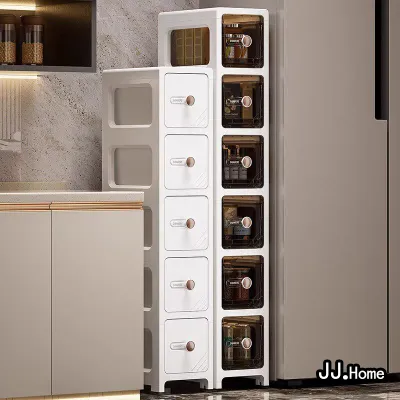 L17cm Slim Gap Storage Cabinet Drawer-style Plastic Household Bathroom/Kitchen Mobile Drawer Cabinet