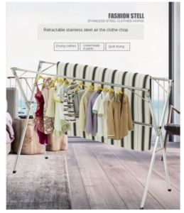 STAINLESS STEEL Extendable Sturdy Steel Cross Leg Clothes Laundry Linen Mattress Rack+FREE HOOKS