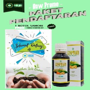 BBM-PROMO PAKET 1 BOTOL Minuman perasan sari buah mengkudu SAMORI + BUKUSELLER