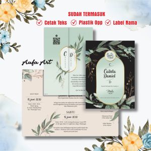 (50 Pcs) Cetak Undangan Nikah Undangan Pernikahan Lipat 3 Undangan Khitan Murah Artistik Rustik MQ107 Bisa COD Free Plastik opp dan Label nama