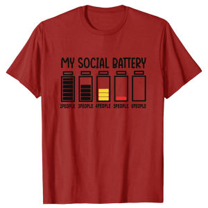 Funny My Social Battery Design Printed Men Tshirt Confortable Casual T-shirt for Men Male Tees Top Hombre Camisetas