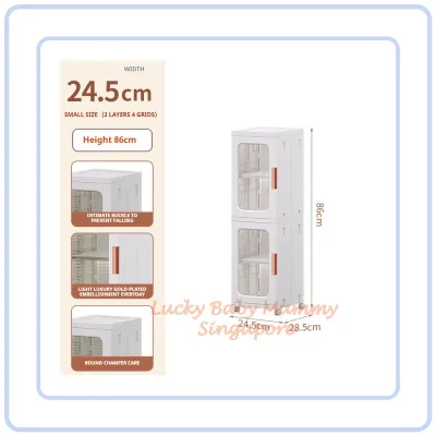 【Pure Care】 Narrow Slot Foldable Cabinet/Plastic Storage Drawers/Home Organizer/Stackable Transparent Storage