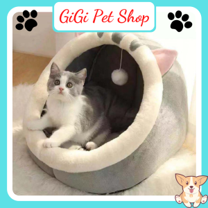 Ổ nệm ngủ ruột bông hình tai mèo cho chó hình tròn giữ ấm mùa thu đông phụ kiện thú cưng giá rẻ êm bền đẹp - GiGi Pet ĐN