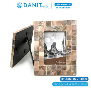 Khung ảnh để bàn Khung ảnh sơn mài gắn trai viền vuông xen kẽ dành cho ảnh 10x15cm ván MDF mặt kính làm quà tặng - Danit Pottery