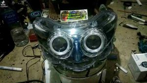 reflektor lampu depan headlamp Yamaha Mio soul GT Xeon GT 110 115 125 variasi custom burhan projie highlow plus alis Running