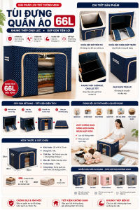 Túi Đựng Đồ Gấp Gọn 66L Hộp Đựng Quần Áo Khung Thép Cao Cấp