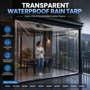 GOUPDO Độ trong suốt cao Bạt chống thấm PVC Chống thủng Đã được làm dày Tấm che giàn cây trong vườn Công suất lớn Chống mưa Vải bạt che phủ cây trồng Cửa sổ ban công