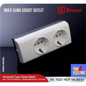 BROCO STOP KONTAK MULTI OUTLET 2/5 LUBANG NCP TANPA KABEL TERMINAL LISTRIK KUNINGAN SNI - YAH ELECTRIC