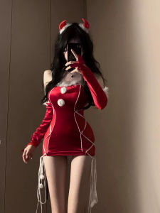 U Gonna S Đồ lót giáng sinh cho nữ đồ ngủ màu đỏ không tay Bodycon v-cổ hở lưng nâng ngực thời trang đàn hồi ngủ bên 2025 thiết kế mới quà tặng cho bạn gái