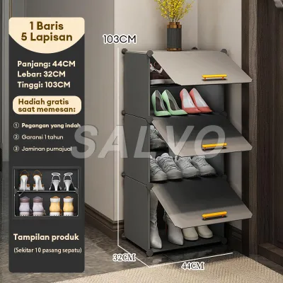 SALVO Rak Sepatu Simple Anti Lembap Lemari Sepatu Tebal Tertutup Portable Cocok Untuk Pintu Masuk