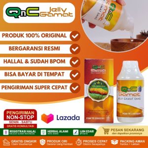 QnC Jelly Gamat Emas Asli 100% Original Jelly Gamat Ekstrak Teripang Emas - 300 ML Obat Untuk Segala Penyakit Aman Sudah Halal dan Terdaftar BPOM