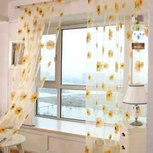 DELICACY Voile Floral Room Window Blind Curtain Tulle Home Decor Screening
