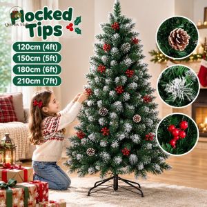 Artificial Pine Pvc Christmas Tree Full Realistic Foldable Easy Setup Metal Stand Home Indoor Outdoor Decor Gift