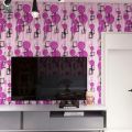 Wallpaper Sticker Pohon Bunga Ungu Kotak 3D. 