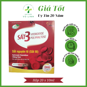 Sắt 3 (sắt nguyên tố) Hydroxyde Polymaltose nhập khẩu Ý không nóng không gây táo bón (Hộp 20 ống x 10ml)