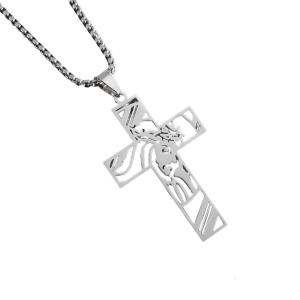 Catholic Crucifix Charm Necklace Adjustable Length Neckchain Faith Symbol Pendant Clavicle Chain for Men and Women