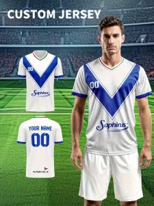 Jeans Fritz Custom 3D Print Blue Chevron Stripe Soccer Jersey Sporty Style Football Shirt for Men Women Training with Fast Delivery Cod Free Shipping High Quality Breathable