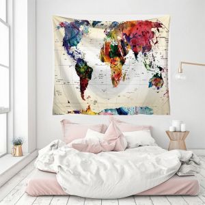 POSTER KAIN DEKORASI PAJANGAN HIASAN DINDING MAP PETA BUMI ATLAS KN-044 UK.100CMx70CM vincess