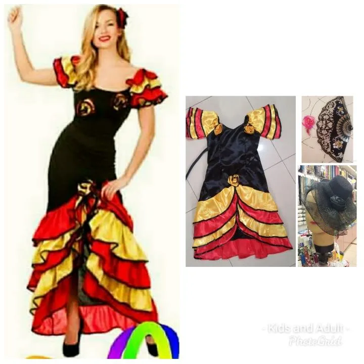 ARGENTINA SPAIN GIRL UNITED NATION COSTUME DRESS Satin Fabric