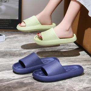Aqrau 【New】EVA ส้นหนารองเท้าแตะผู้หญิงฤดูร้อน Bath Home Quiet ห้องน้ําซักผ้าคู่ Anti-SLIP Soft Footbed