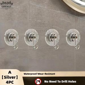 [SG Seller]Bathroom Towel Holder Sundries Hanger Wall Hanging Hooks Home Decoration Hook Adhesive Gold Silver Fashion Acrylic Hook