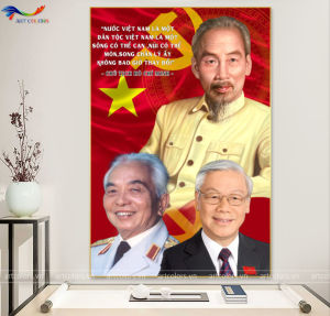 Tranh tráng gương 3 Vị Lãnh Tụ Vĩ Đại của Đất Nước- Bác Hồ Bác Giáp Bác Trọng