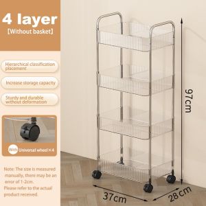 【SG Stock】IRO 3/4 Layer Transparent Trolley Car Organizer Rack  Kitchen Organizer Shelf rack Trolley With Wheels Storage Rack Home OrganizerStorage Rack Kitchen Shelves透明置物架Easy Assembly  Nordic style ins style