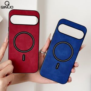 Fashion Sheepskin Leather Wireless Charging Magne Case For Google Pixel 8 7 9 Pro XL 8A 7A For Magsafe Matte Shockproof Cover