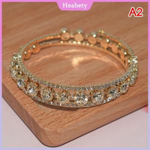 Heabety Thời trang pha lê Vòng đeo tay cho phụ nữ cưới Bangle tay trang sức nhiều lớp Bridal rhinestone vòng đeo tay