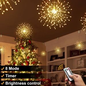 Waterproof Fairy Light LED Outdoor 8 Mode Remote Control Firework Star Dandelion String Garden Christmas Wedding Decor