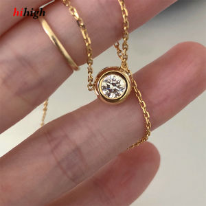 Classic Japanese Mini S925 Pure Silver Single Diamond Bubble Necklace Plated Gold Mosang Diamond Temperament Superior Feeling