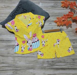 Bộ đồ lụa in hình thỏ xinh đẹp cho bé gái từ 18-22kg NOVA SHOP