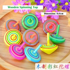 Wooden Spinning Top Traditional Childhood Game Goodie Bag Toy