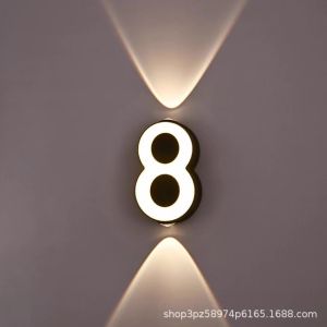 SXH Modern Minimalist Spotlight Balcony Indoor Outdoor Signpost Road Sign Gate Number Light Waterproof LED House Number Plate Wall Light